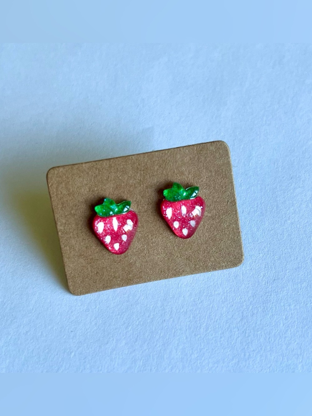 2/$15- Strawberry Stud Earrings- Handmade